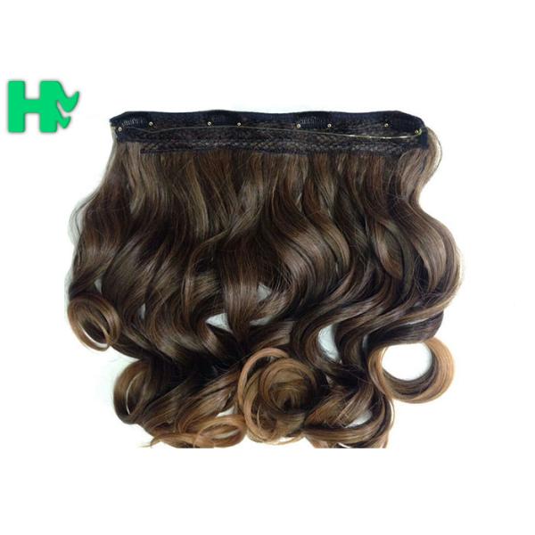 Heat Friendly Natural Curly Hair Wigs Double Weft Clip In Hair Extensions