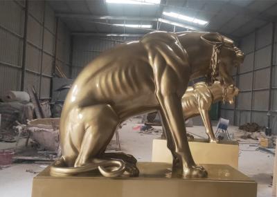 Casting Life Size Painted Animal Fiberglass Big Cat Sculpture Public Decoration