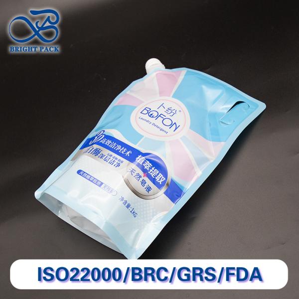 Durable And Convenient Spout Pouch With Handle For Laundry Detergent Packaging Custom Printed Bulk Order Discounts.