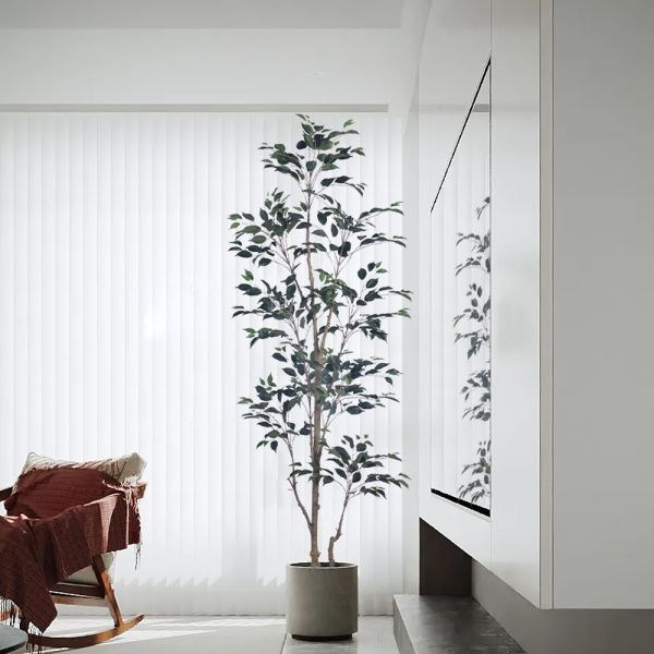 Indoor/Outdoor UV Protected Artificial Plants Banyan Tree High-Fidelity PE Decorative Art High-Low Leaves for Easter Home Decor
