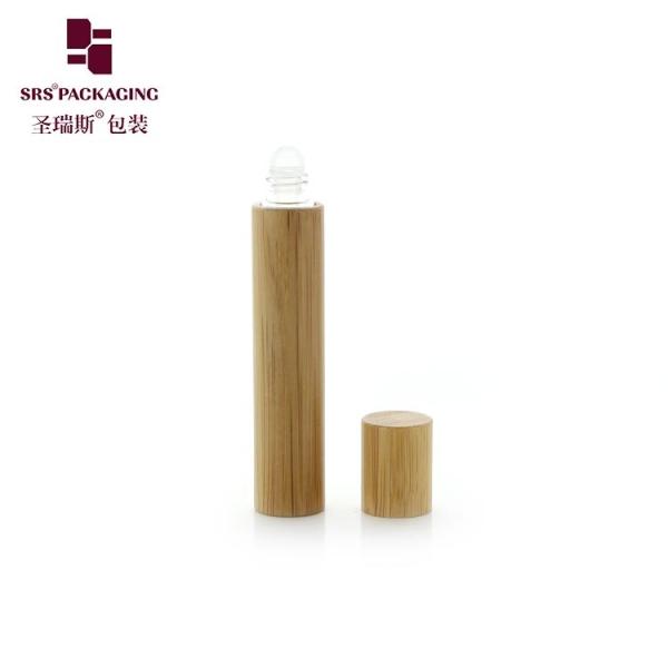 BG(G)-10ML Empty Bamboo Roller Bottle Real Wood Bamboo Material For Essential Oil With Window Glass Applicator Ball