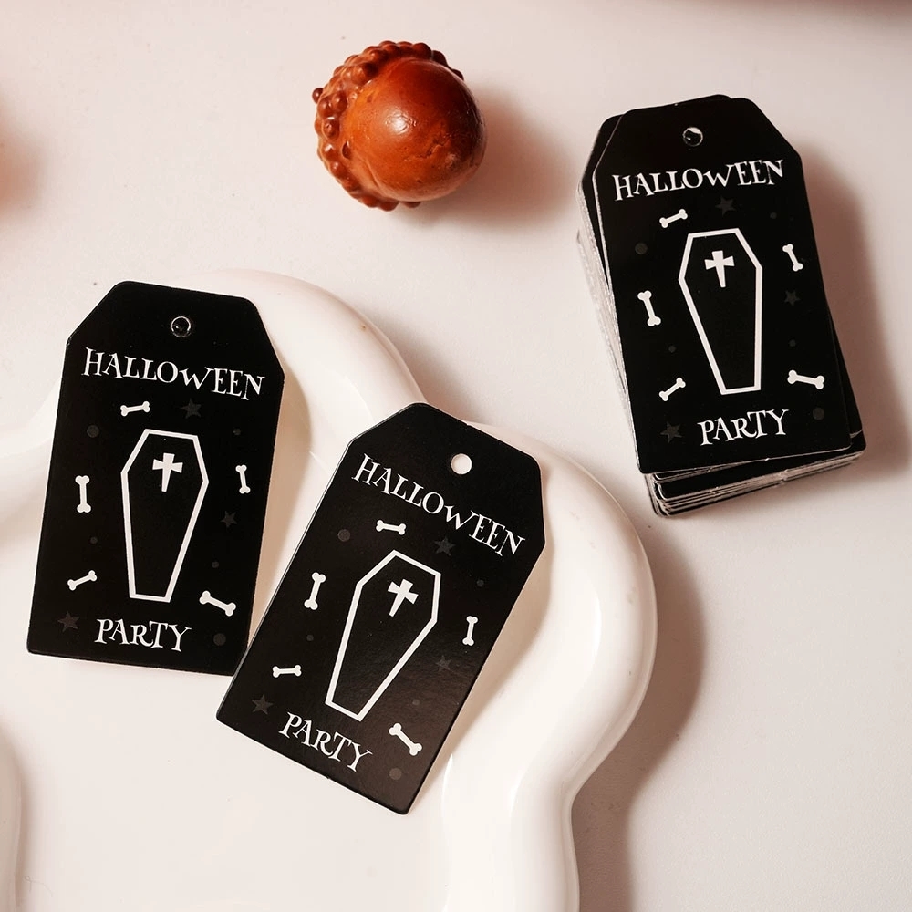 Halloween Paper Hang Tags With Festive Pumpkin And Ghost Prints For Retail