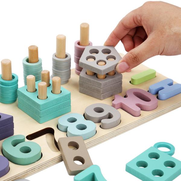 Ensino 14cm de madeira geométrico de Toy Montessori Math Blocks Preschool da matemática