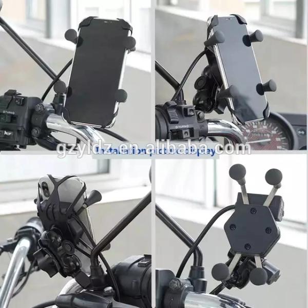 Scooty 12V-24V X Claw Motorcycle Phone Mount With 2A Usb Charger