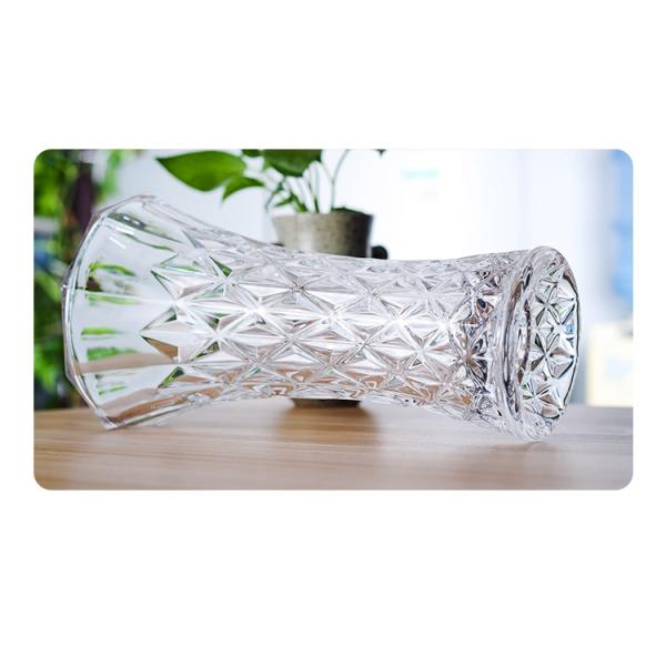 25cm 9 Inch Tall Cylinder Glass Flower Vase Transparent Clear Diamond Designs