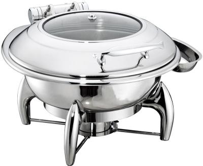 Tampa hidráulica aquecendo-se por atrito redonda do prato com da bandeja opcional do alimento da janela de vidro os Cookwares de aço inoxidável φ35cm 6.0Ltr