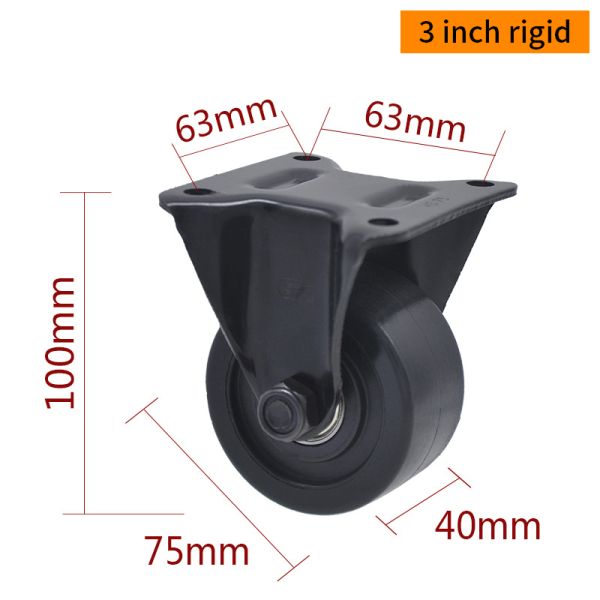 EDL Equipment Casters 3Inch PA E-coated Casters With Brake M433-16P 500Kg Road