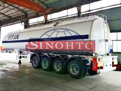 50m3 4 Alxe Fuel Tanker Semi Trailer , Diesel / Petrol Trailer Tank 6 Compartments