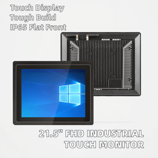 21.5'' Industrial Monitor with Front Capacitive Touch Screen FHD Flat IP65 Bezel 3mm Embedded Industrial LCD Monitor Stock