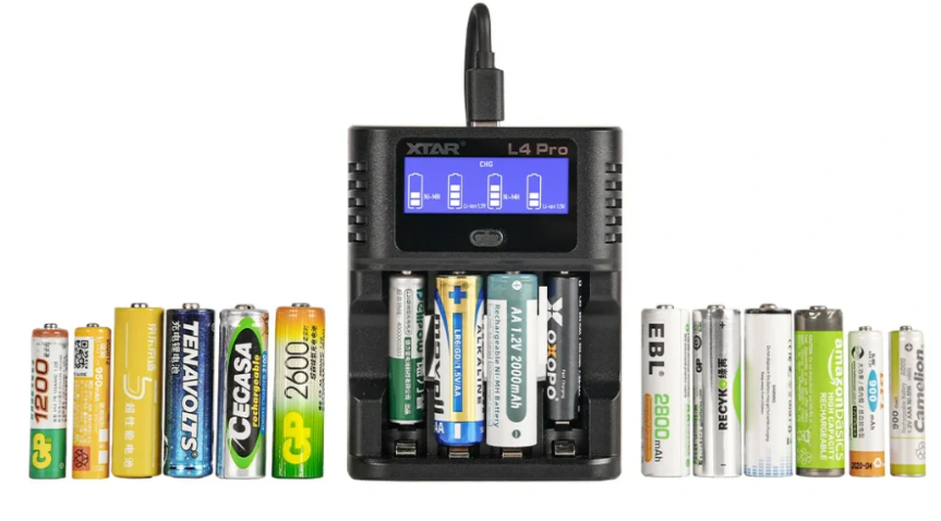 XTAR L4 Pro NIMH Battery Chargers 4 Slots Smart Battery Charger With LCD Display