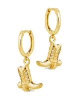 Bottes de cow-boy Micro délicat cuivre boucles d'oreilles de chute Blanc CZ pierre cuivre boucles d'oreilles Dangle