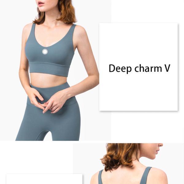 Лайкра глубоко v нейлона - бюстгальтер спорт шеи собрал кожу дружелюбную