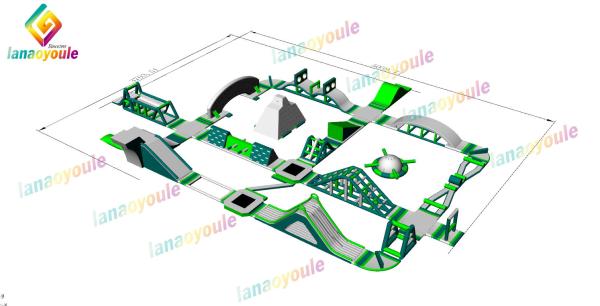 40x32m 0.9mm 28x26mm PVC Aqua Park Inflatable Water Obstacle Course 3 Years Warranty