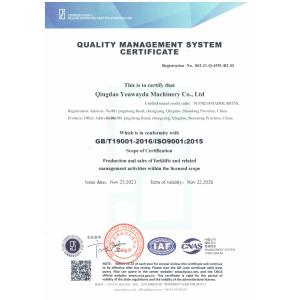 Qingdao Yeaweyda Machinery Co., Ltd Certifications