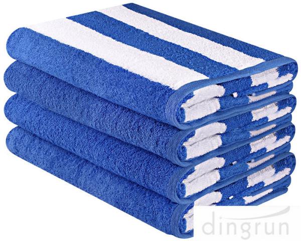 Stripe Cotton Bath Towels Plain Woven 30  X 60  High Absorbency For Swimming