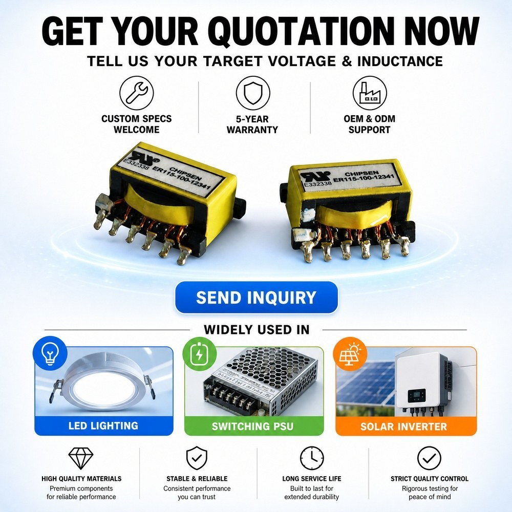 5W 250kHz Gate Drive Transformer ER115 24V to 15V Solar Inverter
