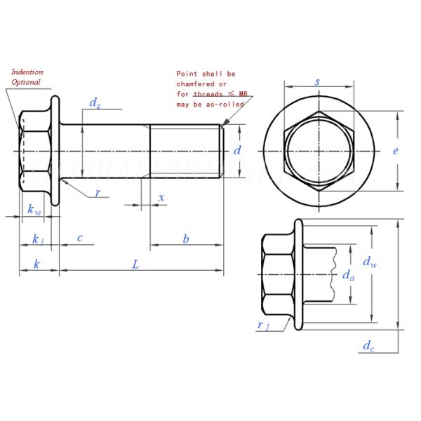 Болт 1189 шестиугольника стали углерода JIS b с воротником фланца