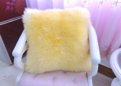 Coxim amarelo do assoalho da pele de carneiro com zíper, descansos distorcidos macios de Seat do Lambswool 