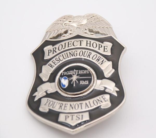 Shinny Silver Plating Zinc Alloy 4inch Metal army and police badge