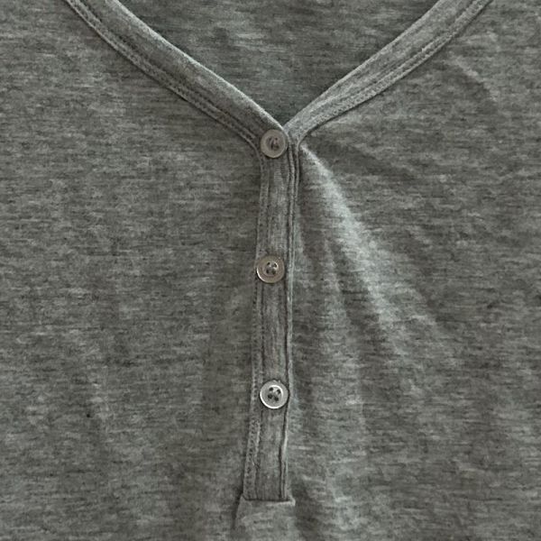 Women's Ribbed Henley Long Sleeve Top - Sweetheart Neck Button Detail (Heather Grey/Black/White)