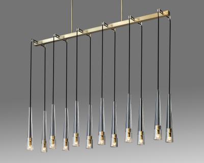 Adjustable Height Linear Brass Chandelier for Restaurants and Hotels