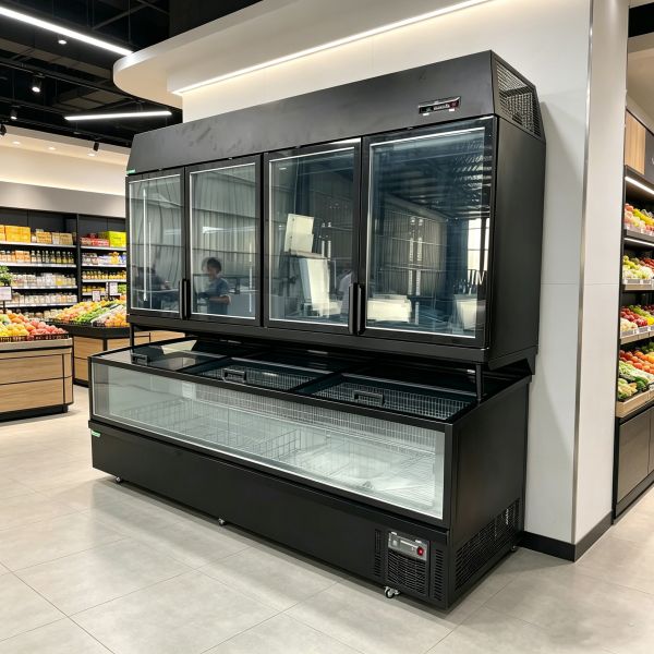 Commercial Island Display Cabinet Top Refrigeration Bottom Freezing For Supermarkets
