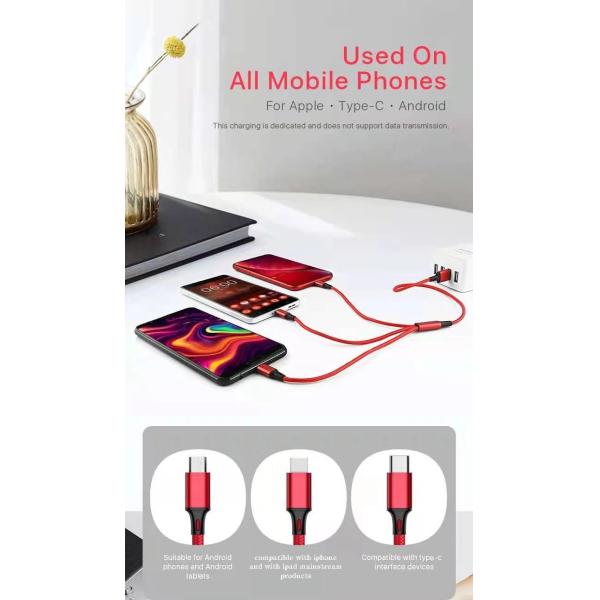 1.2m 3 в 1 кабеле заряжателя USB, Multi гаван микро- синхронизации USB c освещения и кабеле обязанности