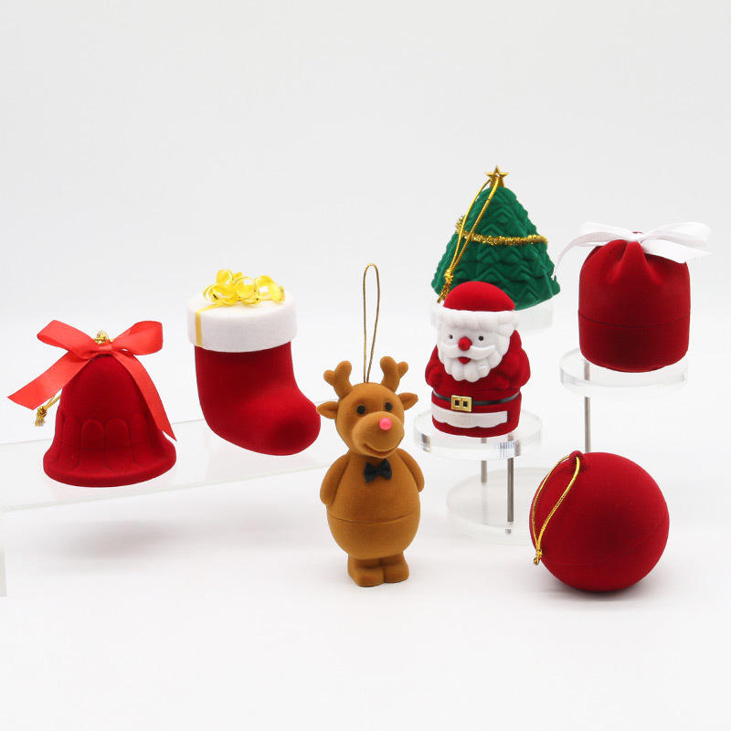 Small Velvet Jewelry Box Color Customizable Plush Christmas Jewelry Gift Boxes