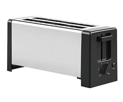 Household Appliance Pop Up Long Slot Toaster 2 Slice Silver And Black
