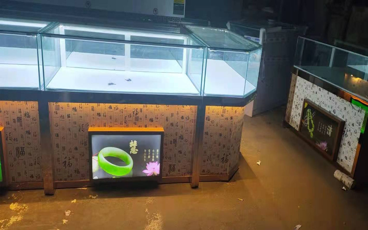 Custom Logo Commercial Sectional Furniture with Glass Display Cabinet and LED Lights