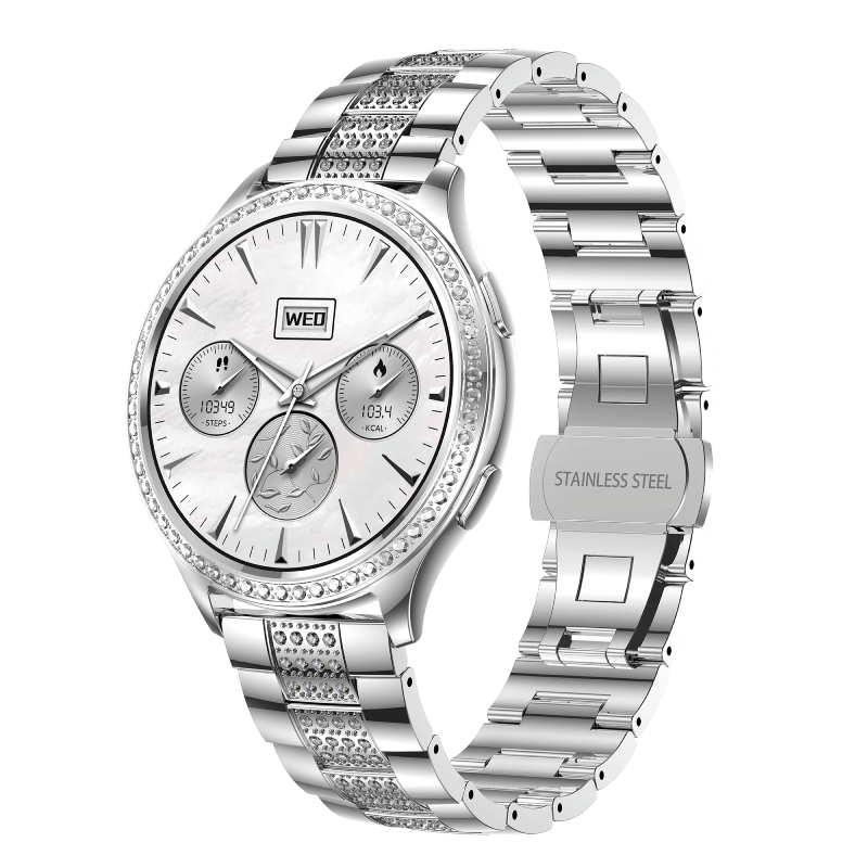 Support OEM & ODM | Luxury Diamond Ladies Smart Watch with BT5.1 Bluetooth Call IP67 Waterproof and 1.32-inch IPS Display