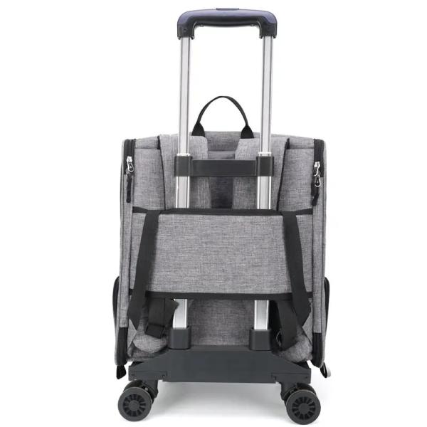 Dog Cat Carrier With Wheels Outdoor Backpack Pet Carrier Pet Trolley Portable