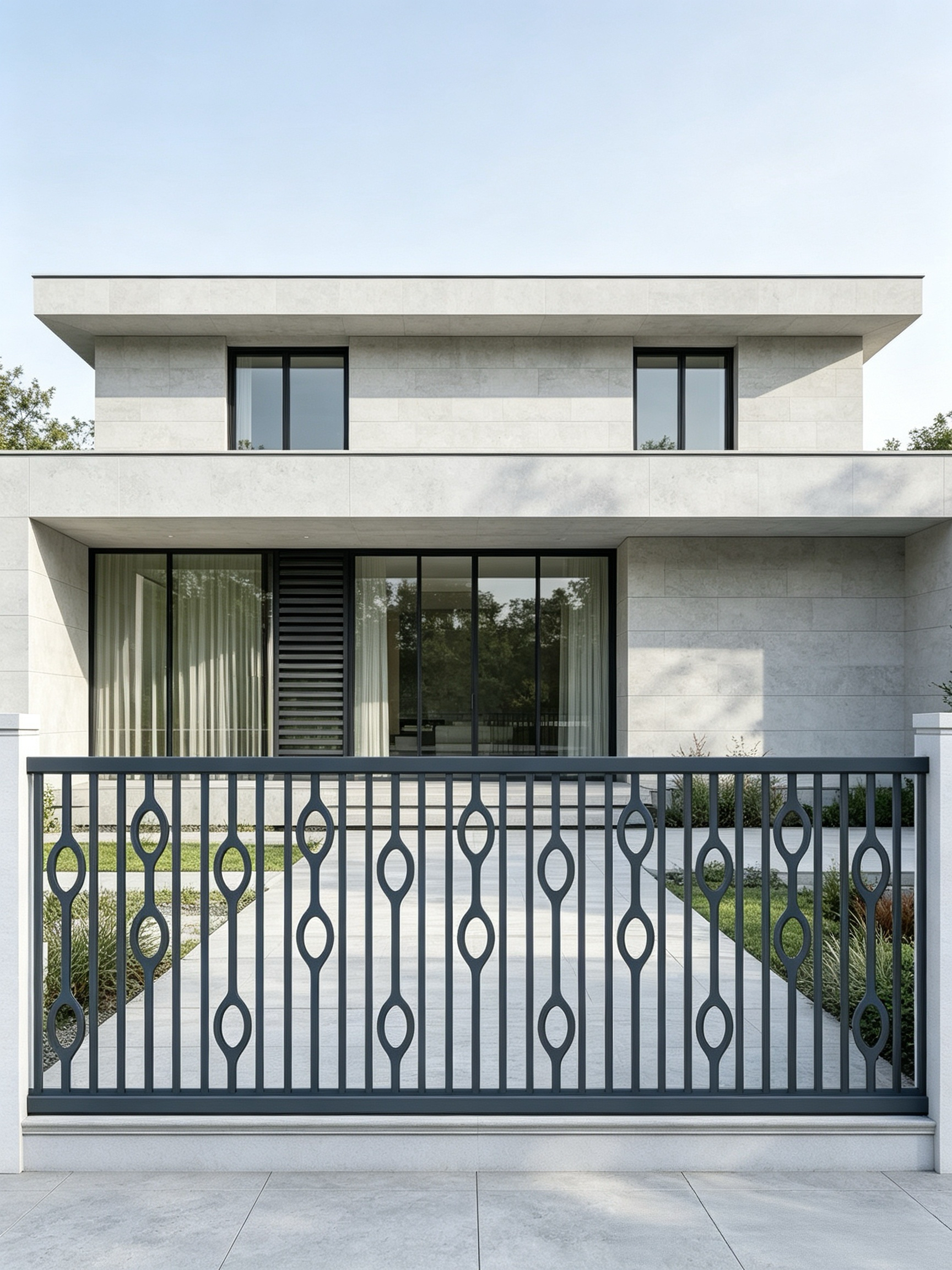 Modern Minimalist Aluminum Fence with Geometric Hollow Design and Matte Finish for Long-lasting Durability