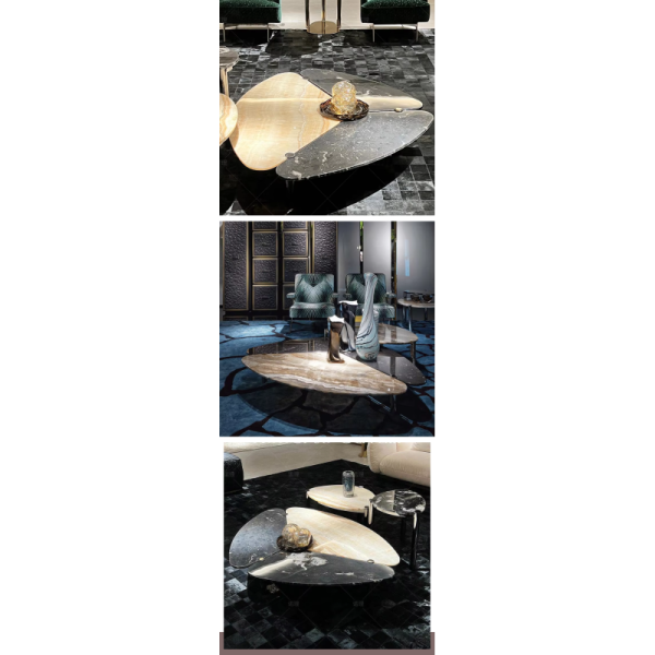 Modern Italian Style Luxury Italian Style Marble Top Living Room Irregular Coffee Table Fabric Circle Center Tea Home Furniture