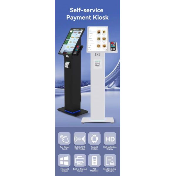 32 Inch LCD Display Self Ordering Kiosk with Receipt Printer and Menu Customization for Restaurants