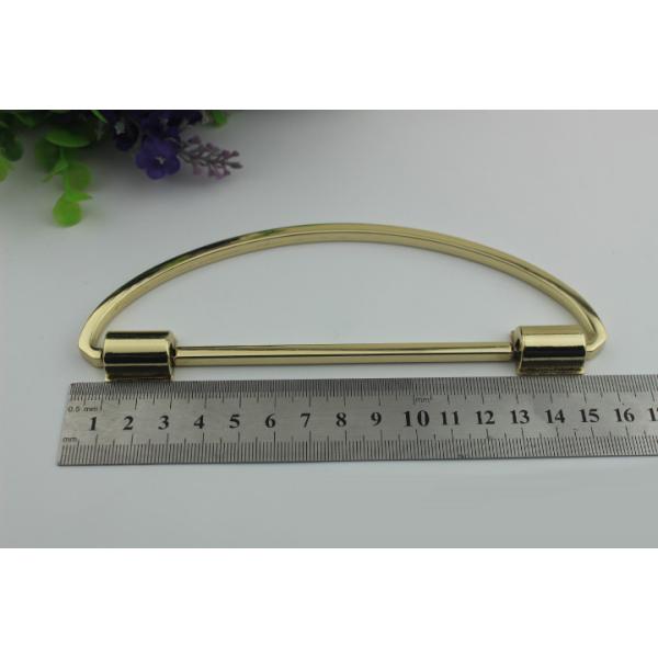 OEM Guangzhou 160 mm length light gold leather bag hardware d ring shape handbag metal handle