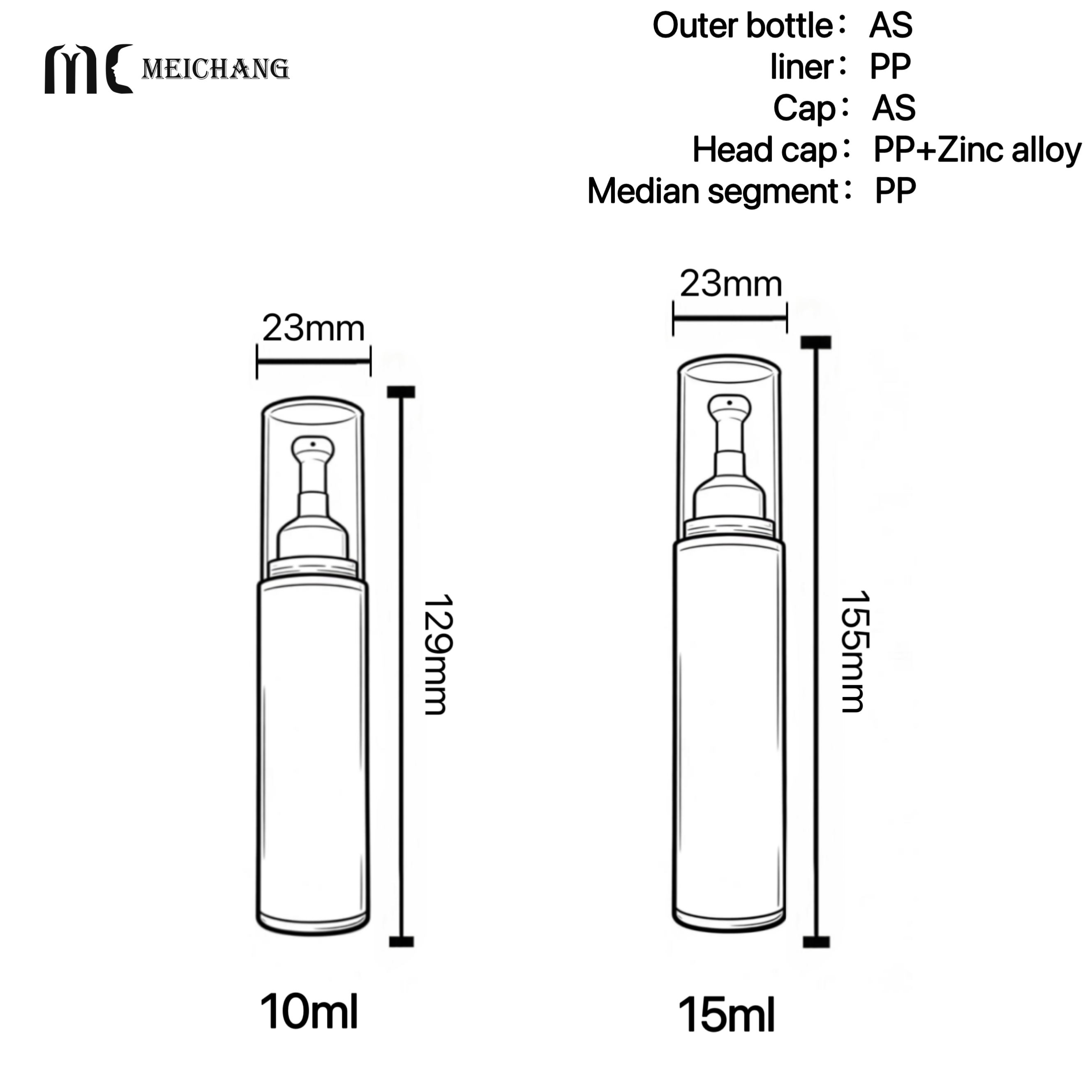 10ml/15ml Double-Layer Ceramic Tip Airless Bottle for Eye Cream & Essence(MC-275)