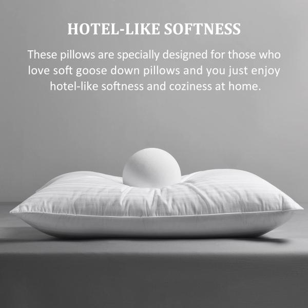 60 Fabric Count Memory Foam Goose Feather Down Pillow Queen Size 20x28 for Sleeping