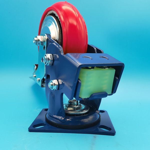 Ball Bearing Caster Aviation Dual Spring Iron Core Polyurethane Swivel Caster With Brake Industrial Machinery Caster Wheels OEM