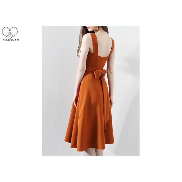 Sleeveless Short Length Prom Dresses Orange Backless Graduation Wear Bowknot