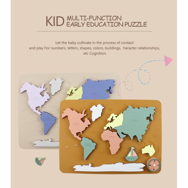 World Map Continents And Ocean Silicone Puzzle Baby Gift Montessori Educational