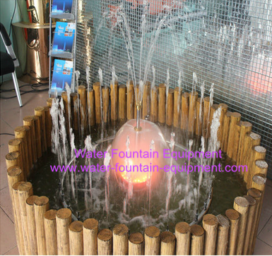 Portable Combined Resin Small Musical Fountain Basin Blue Plastic Liner Wooden Pattern