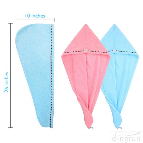 Super Absorbent Microfiber Hair Towel Wrap Hair Turban Head Wrap with Button