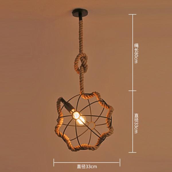 Iron ball chandelier creative bar coffee American retro industrial dining table drop Rope chandelier(WH-VP-102)