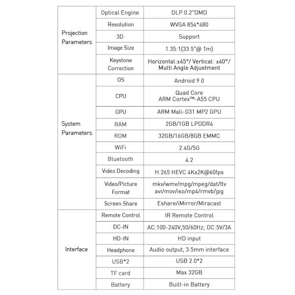 FLYIN P-09II Professional 4K Mini Projector DLP LED Lamp Projecteur Remote Control Stereo WiFi-Smart Home Portable Proyector