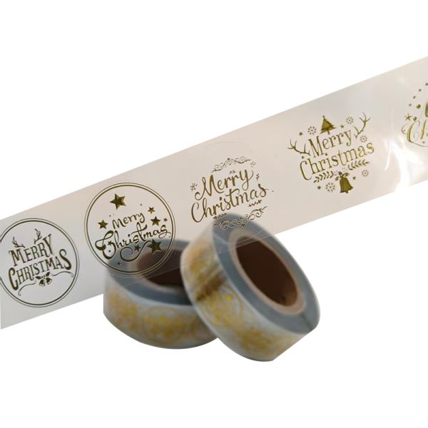 Custom Clear Christmas Gift Labels Stickers Round Transparent Sticker Self-Adhesive Cup Food Labels