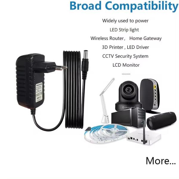 12V 2A Power Supply Adapter for CCTV Camera with 5.5mm DC Jack