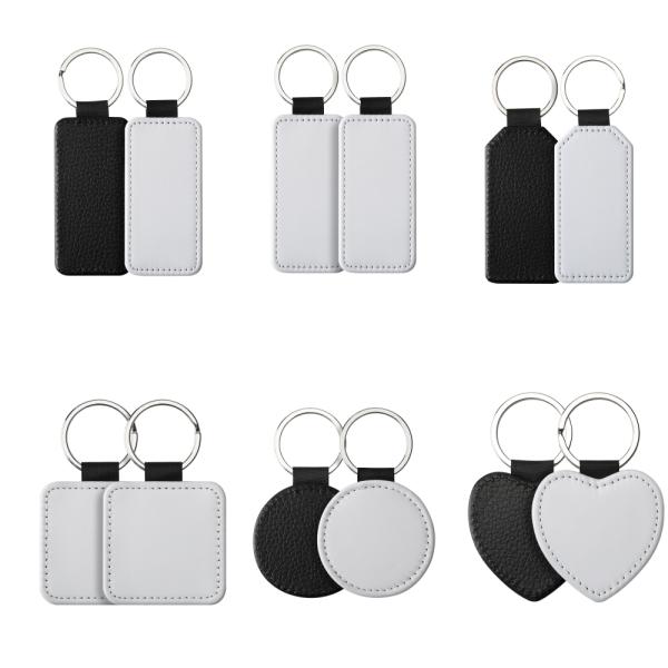 Chaîne à clefs en cuir sur mesure imprimable à double face en cuir sublimé