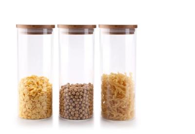 Bamboo Lid Glass Kitchenware Borosilicate Air Tight Food Glass Storage Containers Jars