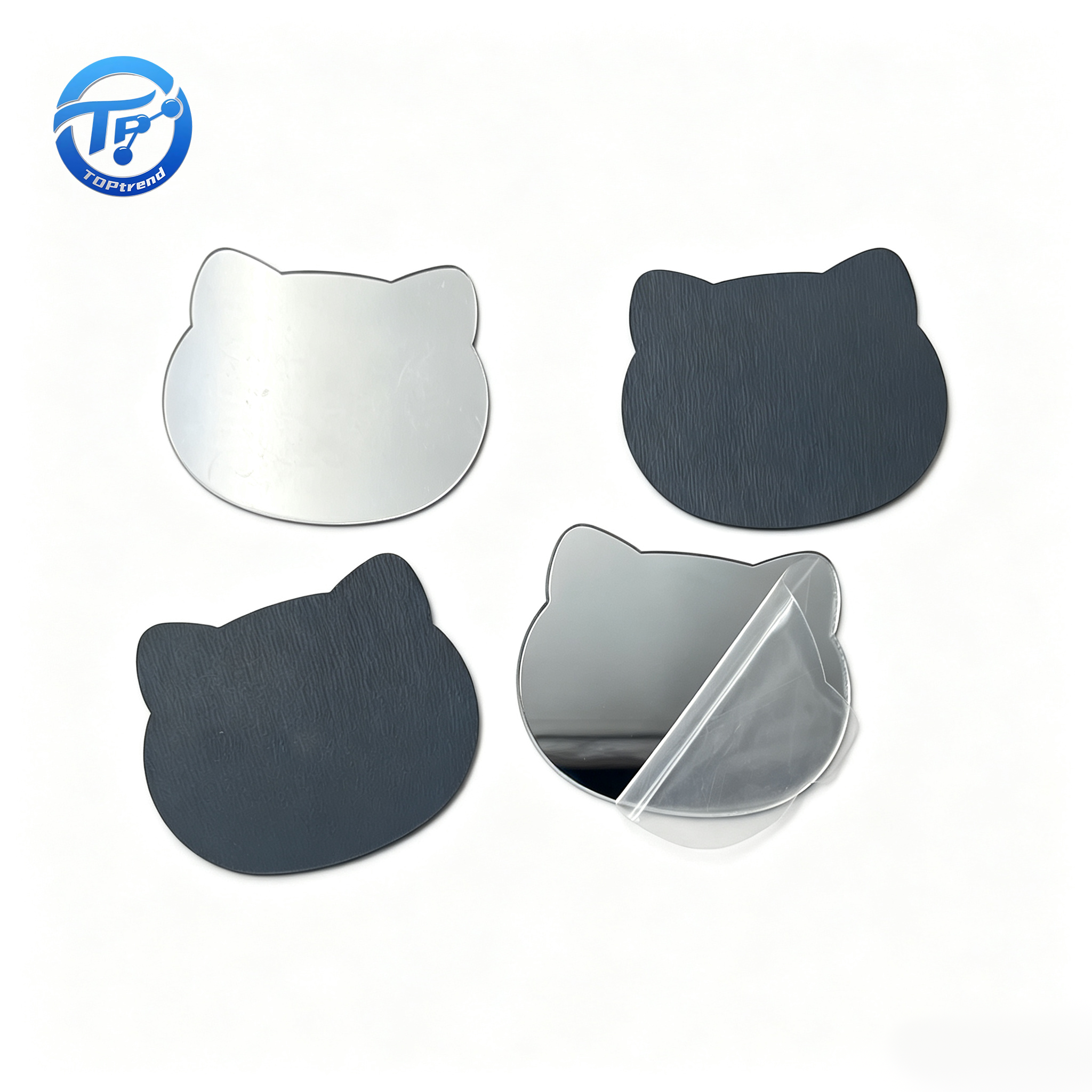 Cat Shaped Self Adhesive Acrylic Mirror Stickers Back Paint Silver Mirror Sheet Cute Animal Mini Mirror Decals For Phone Case DIY Craft Makeup Decor